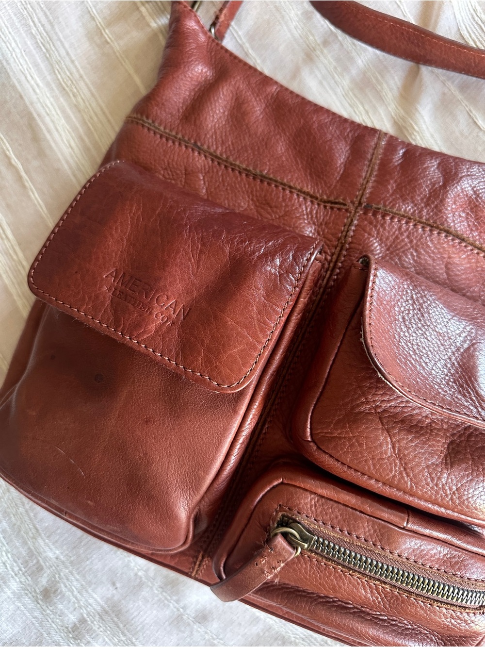 American Leather Co. Jordan 4-Pocket Messenger Crossbody Bag | Brandy